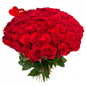 Букет из 101 красной розы с сердцем