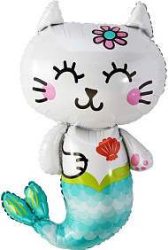 Фигура шар "Котенок-русалочка" 81 см