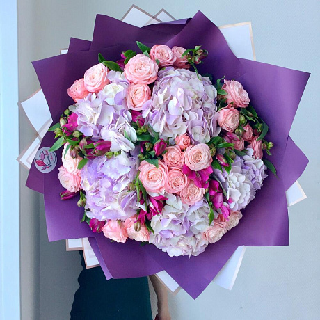 Авторский букет цветов Сиреневая дымка - Фото 2