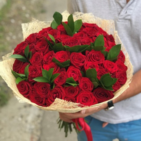 Розы. Букет из 51 красной розы 50 см N185