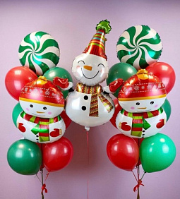 Композиция из шаров "Веселые снеговики!"