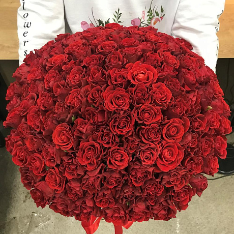 Коробка XXL из 115 красных роз. N327 - Фото 5