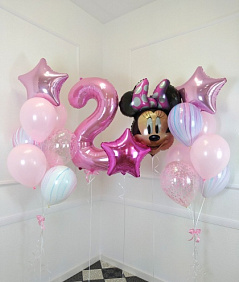 Композиция из шаров "Годик с Минни Маус!"