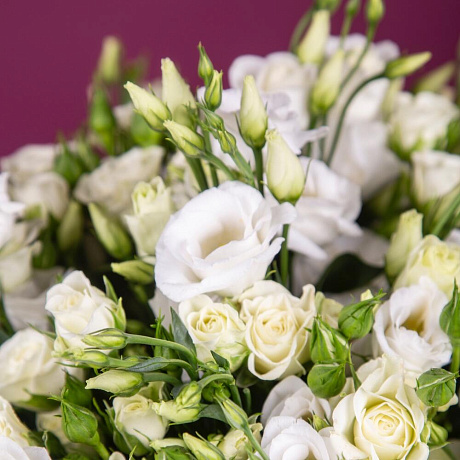 Букет из кустовых роз и эустомы №2 - Фото 3