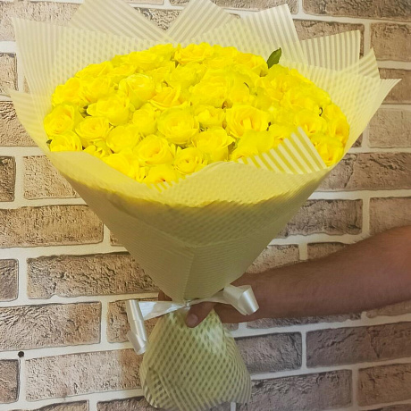 Монобукет из 51 жёлтой розы - Фото 2