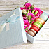 Коробка с макарони и цветами маленькая голубая - Фото 1