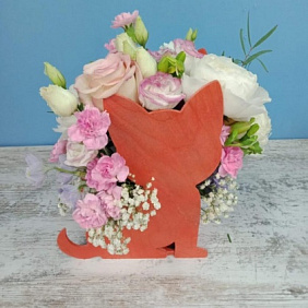 Ящик с цветами "Котенок"