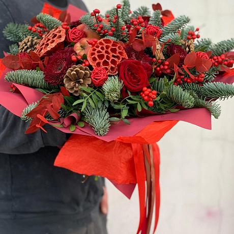 Букет цветов Зимний и красный - Фото 2
