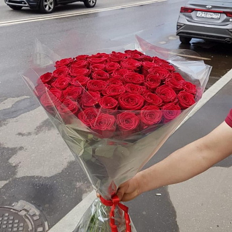 Букет из 51 красной розы №161 - Фото 3