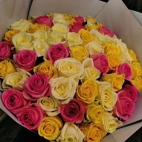 Букет разноцветных роз №160 - Фото 2