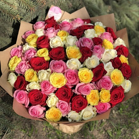 Микс ярких роз