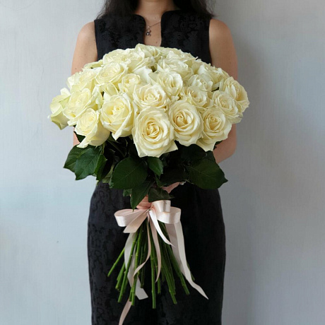 Букет из 35 белых роз №160 - Фото 5