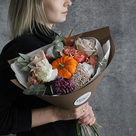 Осенний букет с тыквой №160 - Фото 3