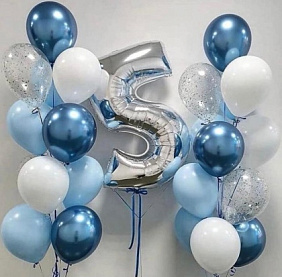 Композиция из шаров "Серебрянно-синий сет"