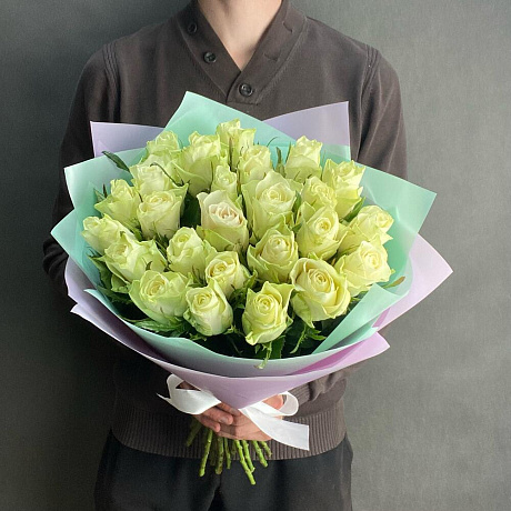 25 белых кенийских роз - Фото 2