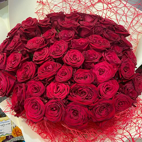 Букет алая роза - Фото 4