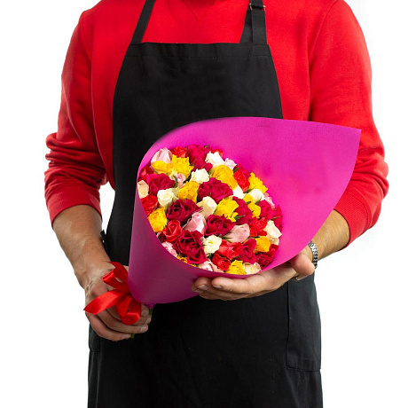разноцветный микс из 51 розы - Фото 4
