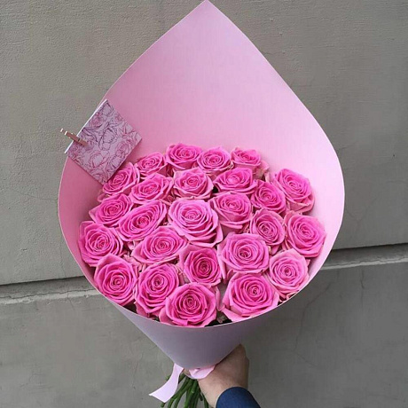29 розовых роз в бумаге - Фото 2