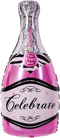Фигура шар "Бутылка Шампанское" розовый 99 см