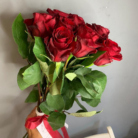 Монобукет 9 Красных роз 60см - Фото 2