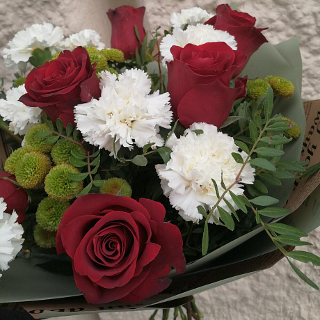 Букет из роз и гвоздики - Фото 2