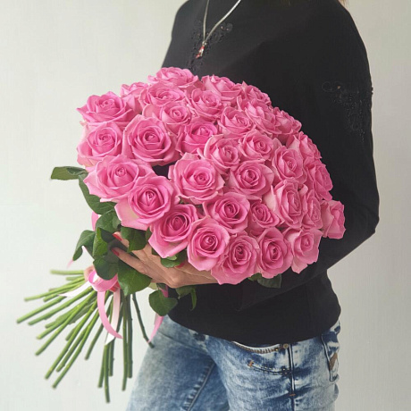 БУКЕТ ИЗ 31 РОЗОВЫХ РОЗ - Фото 2