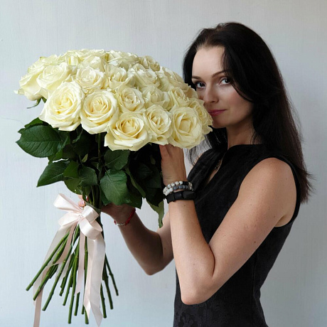 Букет из 35 белых роз №160 - Фото 3