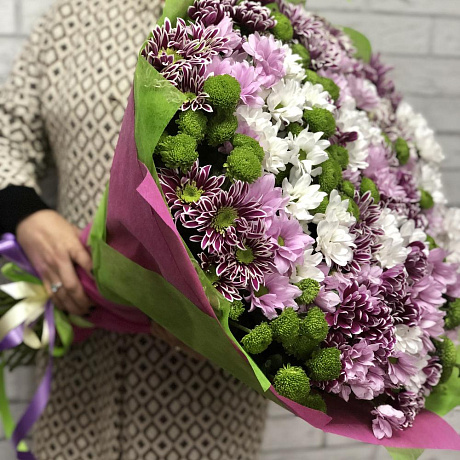 Охапка хризантем №160 - Фото 4