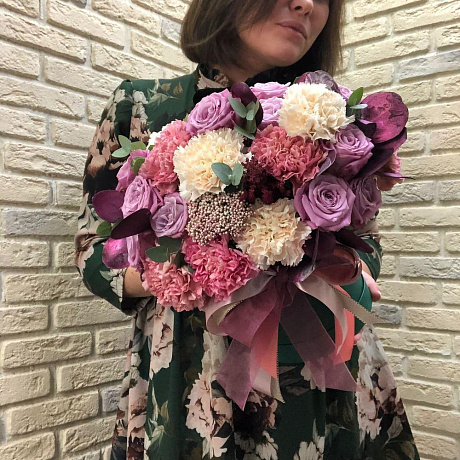 Авторский букет с диантусом - Фото 4