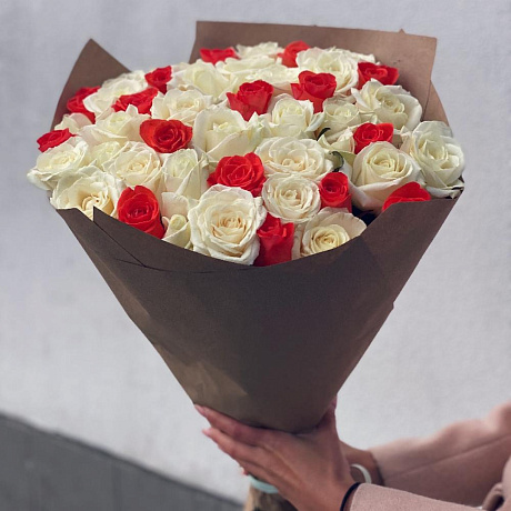 Букет цветов Белое-красное - Фото 3