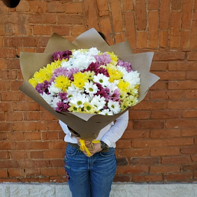 Букет из хризантем "Радужный микс"