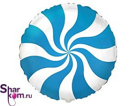 Фольгированный Шар круг "Голубой Леденец"
