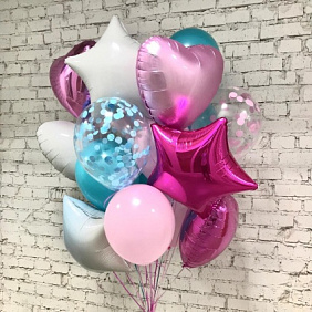 Букет цветов "Розовый с бирюзовым"