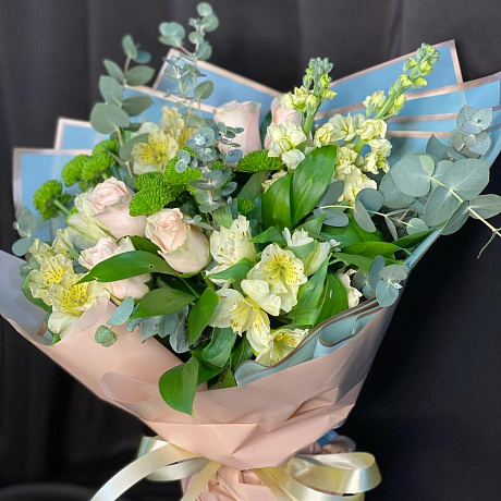 Букет цветов Зеленорозовое вдохновение - Фото 2
