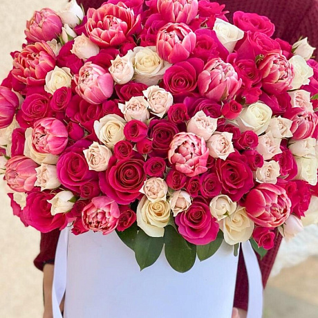 Цветы в коробке Luxury Flowers Ягода Малинка - Фото 4