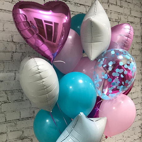 Букет цветов Розовый с бирюзовым - Фото 2