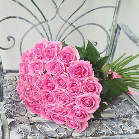 БУКЕТ ИЗ 31 РОЗОВЫХ РОЗ - Фото 4
