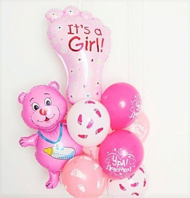 Композиция из шаров "Ура девочка!"