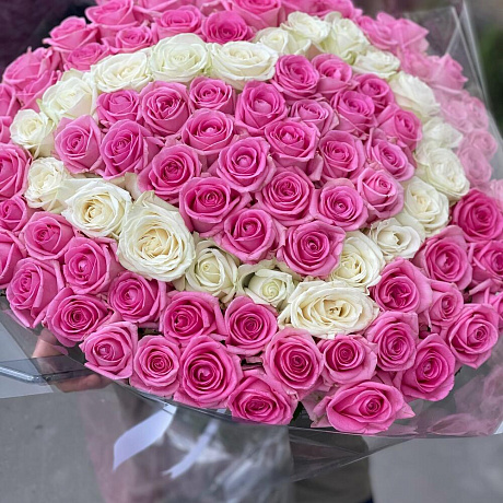 Букет из 101 розы в виде сердце - Фото 2