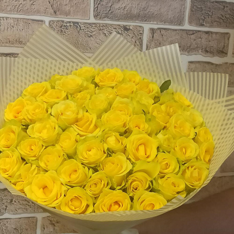 Монобукет из 51 жёлтой розы - Фото 3