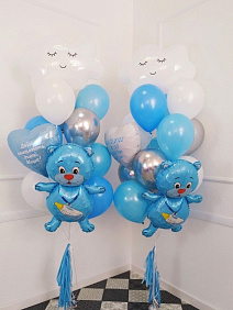 Композиция из шаров "Мишки в облаках"