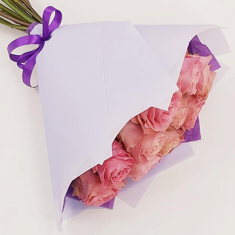 Букет из 15 розовых роз №160 - Фото 5