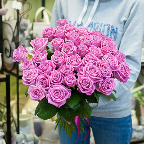 Букет из розовых роз (35) - Фото 2