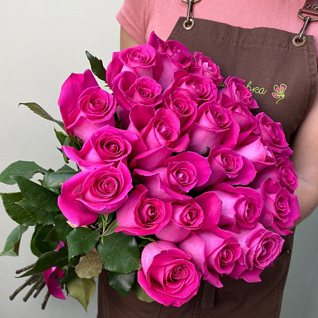 25 розовых роз 60см - Фото 4