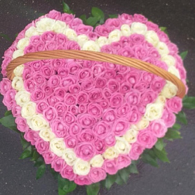 Роза микс в корзине №161