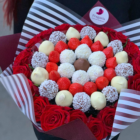 Букет цветов Клубнично-кокосовый микс - Фото 2