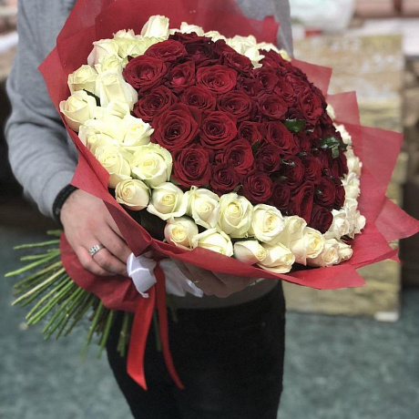 Букет из 101 розы в виде Сердца - Фото 3