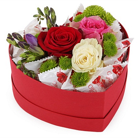 Сердце из цветов "Страстная осень"