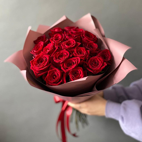Красные Розы 19 штук - Фото 2