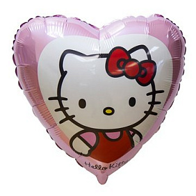 Фольгированное сердце шар "Улыбчивый Kitty"